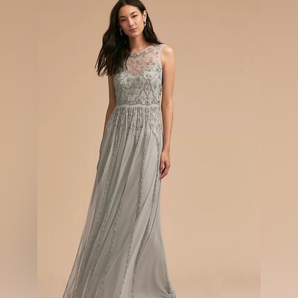BHLDN Eliza Beaded Dress size blue gray sleeveless‎